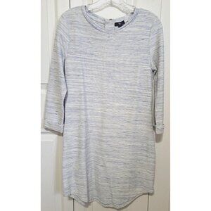 GAP Outlet Women's S Blue Marled Long Sleeve Back Zip Round Neck Dress